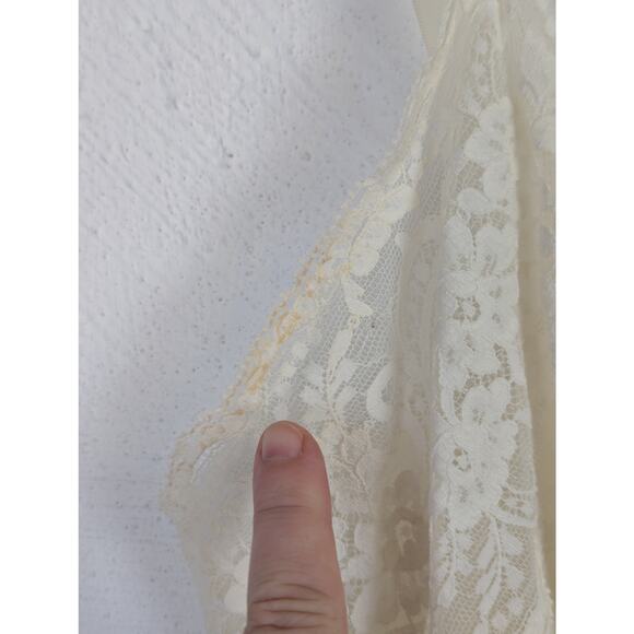 Vtg Wonder Maid Slip Dress Womens Medium White Lace Slinky Sleek Midi Coquette - Picture 3 of 9